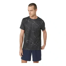 Camisola de manga curta com estampado Suminagashi “Graphite Grey”