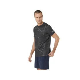 Camisola de manga curta com estampado Suminagashi “Graphite Grey”