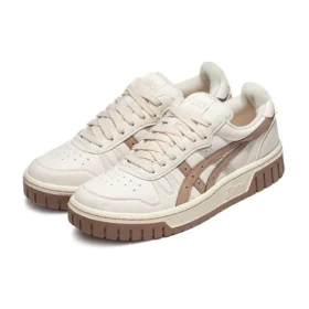 Sapatos de skate casual Court MZ Retro Unissex Branco Castanho