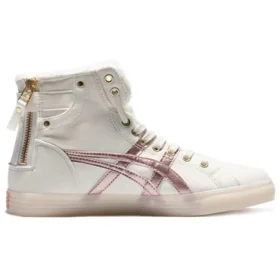 Sapatos de skate retro de cano alto Double Clutch Fleece Branco Leite/Dourado