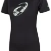 T-shirt de manga curta com grafismo em espiral Tamanhos asiáticos “Performance Black”