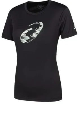 T-shirt de manga curta com grafismo em espiral Tamanhos asiáticos “Performance Black”
